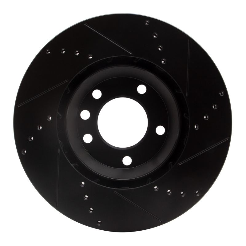 Audi Q7 Brake Rotor (1) - Right Front - R1 Concepts - Drilled & Slotted - Black - `03-`15
